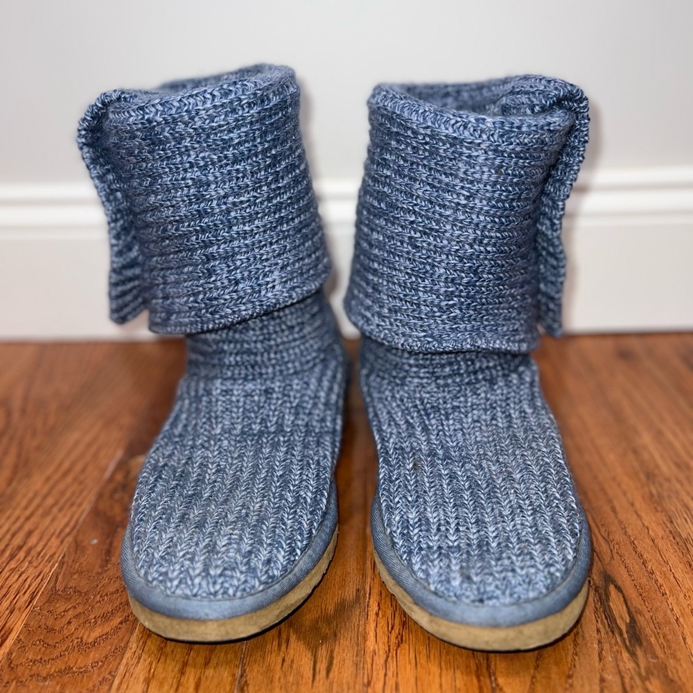 UGG Classic Cardy Gray Blue Knit Winter Boots